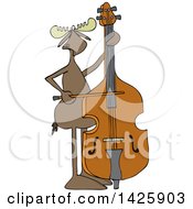 Poster, Art Print Of Cartoon Moose Playing A Double Bass With A Bow