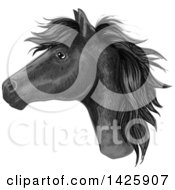 Poster, Art Print Of Sketched And Color Filled Black Horse Head