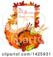Poster, Art Print Of Thanksgiving Cornucopia And Text