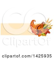 Clipart Of A Thanksgiving Banner With A Cornucopia Royalty Free Vector Illustration