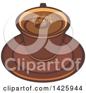 Clipart Of A Coffee Latte On A Saucer Royalty Free Vector Illustration