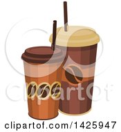 Clipart Of Take Out Coffee Cups Royalty Free Vector Illustration