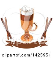 Poster, Art Print Of Coffee Macchiato With Pirouettes Over A Banner