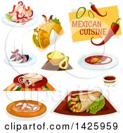 Clipart Of Mexican Cuisine Royalty Free Vector Illustration