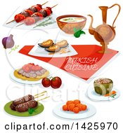 Clipart Of A Table Set With Turkish Cuisine Royalty Free Vector Illustration by Vector Tradition SM