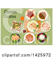 Clipart Of A Table Set With Chinese Cuisine Royalty Free Vector Illustration