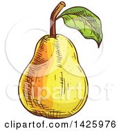 Clipart Of A Sketched Pear Royalty Free Vector Illustration by Vector Tradition SM