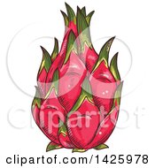 Poster, Art Print Of Sketched Whole Dragonfruit