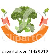 Poster, Art Print Of Bunch Of Broccoli Over A Blank Banner