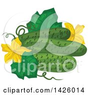 Poster, Art Print Of Leaf Blossoms And Cucumbers