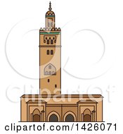 Poster, Art Print Of Line Drawing Styled Morocco Landmark Koutoubia Mosque