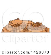 Poster, Art Print Of Line Drawing Styled Morocco Landmark Ait Ben Haddou