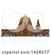 Poster, Art Print Of Line Drawing Styled Egyptian Landmark Mosque Of Ibn Tulun