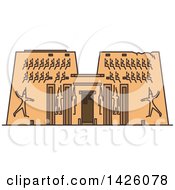 Poster, Art Print Of Line Drawing Styled Egyptian Landmark Karnak Temple