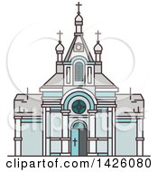 Poster, Art Print Of Line Drawing Styled Egyptian Landmark Saint Virgin Mary Church