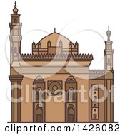 Poster, Art Print Of Line Drawing Styled Egyptian Landmark Mosque-Madrassa Of Sultan Hassan