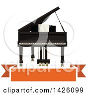 Poster, Art Print Of Grand Piano And Orange Banner