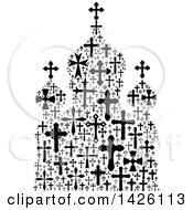 Poster, Art Print Of Church Formed Of Black And White Crosses