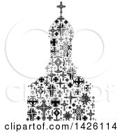Clipart Of A Church Formed Of Black And White Crosses Royalty Free Vector Illustration