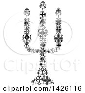 Clipart Of A Candelabra Formed Of Black And White Crosses Royalty Free Vector Illustration