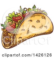 Clipart Of A Sketched Taco Royalty Free Vector Illustration