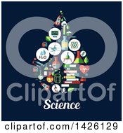 Poster, Art Print Of Flat Design Water Drop Formed Of Icons Over Science Text On Blue