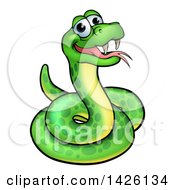 Poster, Art Print Of Cartoon Happy Green Snake