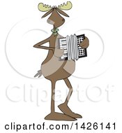 Cartoon Musician Moose Playing An Accordion