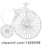 Cartoon Black And White Lineart Penny Farthing Bicycle