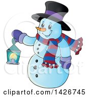 Poster, Art Print Of Snowman Holding A Lantern