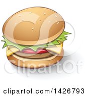 Clipart Of A Cheeseburger With A Shadow Royalty Free Vector Illustration by cidepix