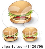 Poster, Art Print Of Cheeseburgers With Shadows