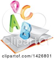 Poster, Art Print Of Colorful A B C D Letters Over An Open Book