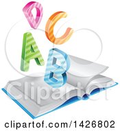 Poster, Art Print Of Colorful Striped A B C D Letters Over An Open Book