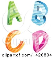 Clipart Of Colorful Striped A B C D Letters Royalty Free Vector Illustration