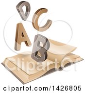 Poster, Art Print Of A B C D Letters Over An Old Open Book