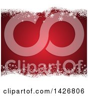 Clipart Of A Red Christmas Winter Background With Borders Of White Snow And Flakes Royalty Free Vector Illustration