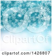 Poster, Art Print Of Christmas Background Of Falling White Snowflakes And Stars Over Blue