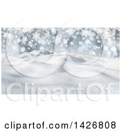 Poster, Art Print Of 3d Snowy Winter Landscape With Snowflakes And Hills