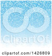 Clipart Of A Winter Christmas Background Of Falling Snow Over Snowflakes On Blue Royalty Free Vector Illustration