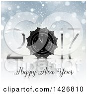 Poster, Art Print Of Silver Happy New Year 2017 Clock Design On A Burst And Flares