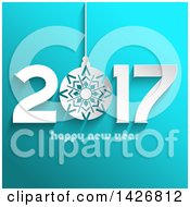 Clipart Of A Happy New Year 2017 Design On Blue Royalty Free Vector Illustration