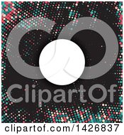 Clipart Of A Colorful Halftone Dots And Round Invitiation Frame Background Royalty Free Vector Illustration