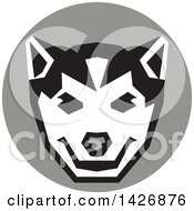 Poster, Art Print Of Retro Wolf Cub Head In A Gray Circle