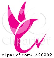 Clipart Of A Pink Abstract Hummingbird With A Lightning Tail Royalty Free Vector Illustration