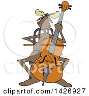 Poster, Art Print Of Cartoon Musician Moose Playing A Cello
