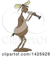 Poster, Art Print Of Cartoon Musician Moose Playing A Clarinet