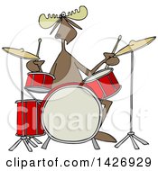 Poster, Art Print Of Cartoon Musician Moose Playing The Drums