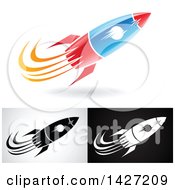 Clipart Of Flying Rockets With Shadows Icons Royalty Free Vector Illustration