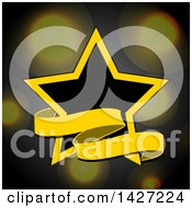 Poster, Art Print Of Black And Yellow Star And Banner Over Blurred Lights